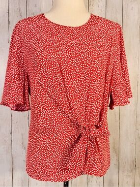 H&M | Red Floral Side-Tie Blouse | Size 10🌼❤️